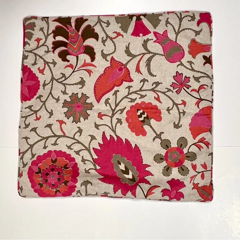 Floral Accent Pillow - Pink and Brown - Picture 1 of 5